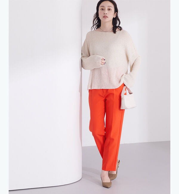 ur's「ストレッチセンタープレスカラーパンツ」|スラックス|オレンジ