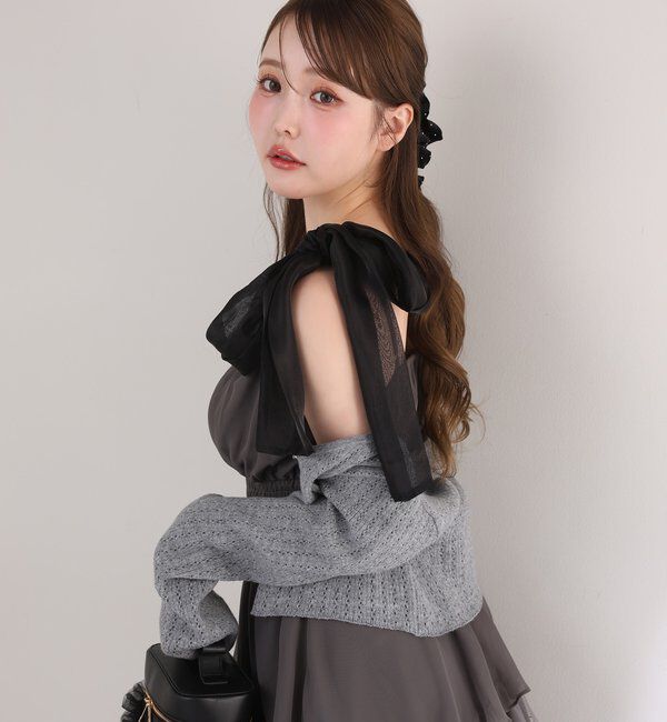  「肩リボンティアードキャミワンピ」|ワンピース|