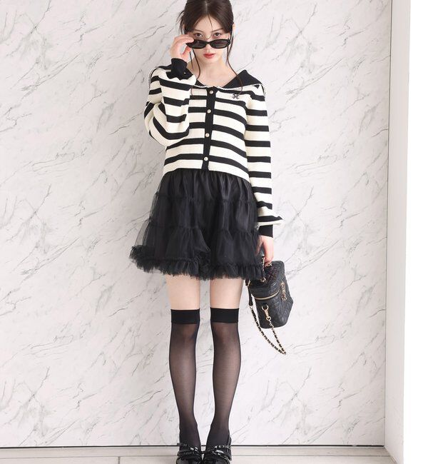  「チュールティアードミ二スカート」|スカート|