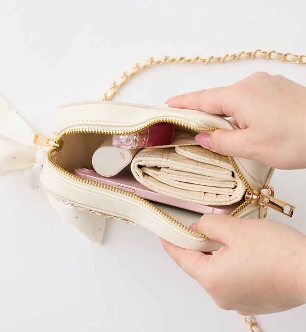  「リボン付きキルティングハートバッグ」|ショルダー・メッセンジャー|