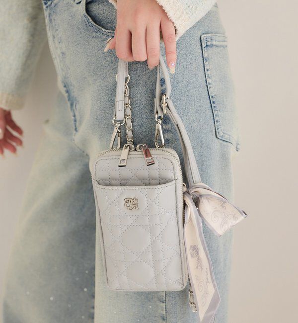  「スカーフ付きキルティングスマホショルダー」|ショルダー・メッセンジャー|