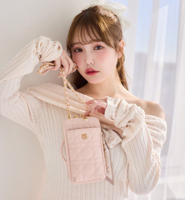  「スカーフ付きキルティングスマホショルダー」|ショルダー・メッセンジャー|