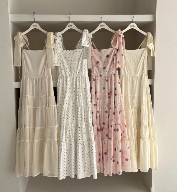  「【肩リボン取り外し可能】カーディガンセット２枚セットワンピ」|ワンピース|