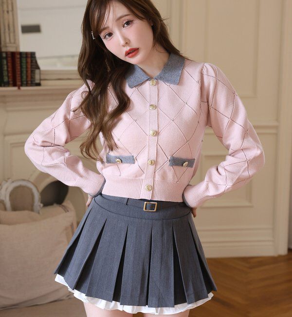  「ベルト付きレイヤードプリーツミニスカート」|その他|