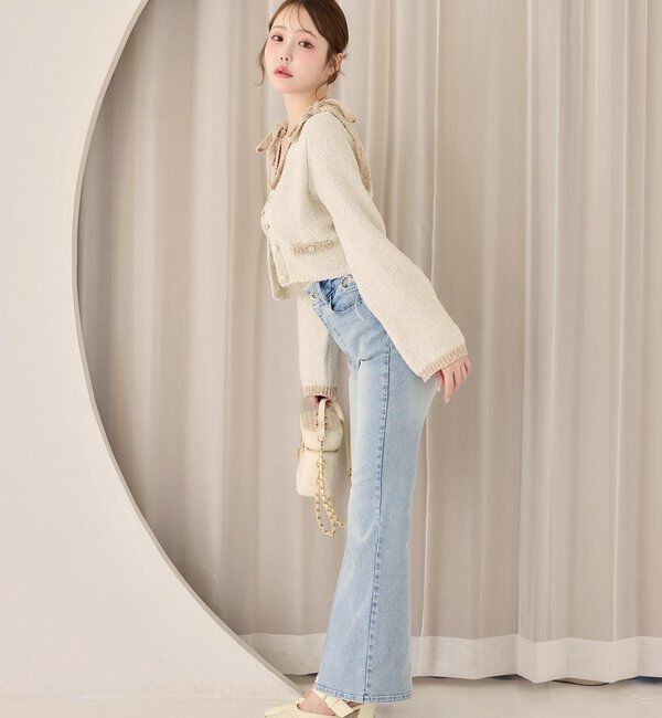  「【セットアップ可能】金ボタン配色カーディガン」|ニット・セーター|