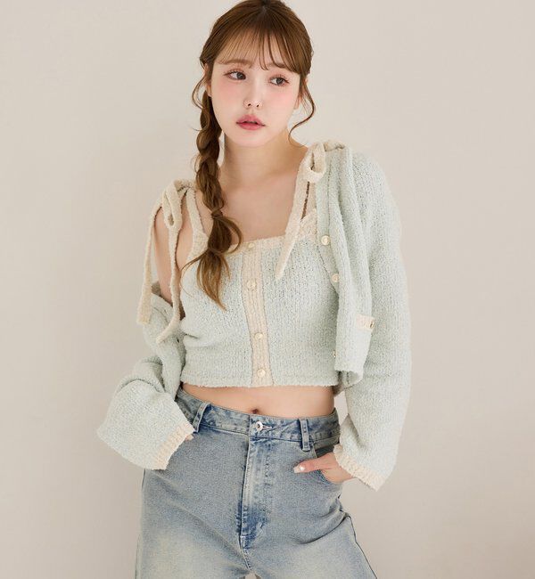  「【セットアップ可能】金ボタン配色カーディガン」|ニット・セーター|