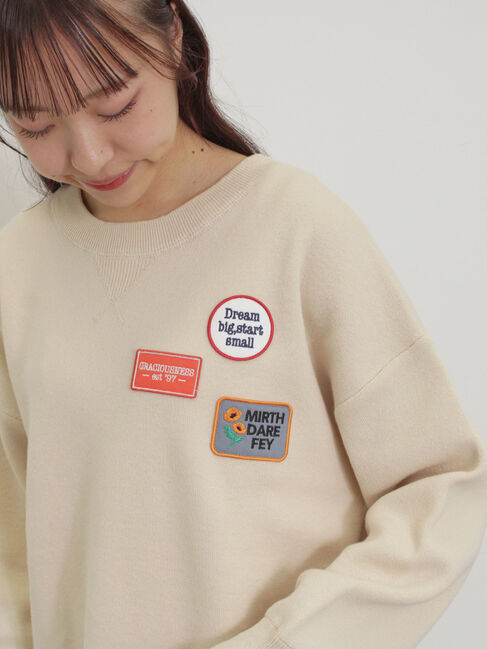 Samansa Mos2「ワッペン付スウェットライクニット」|ニット・セーター|