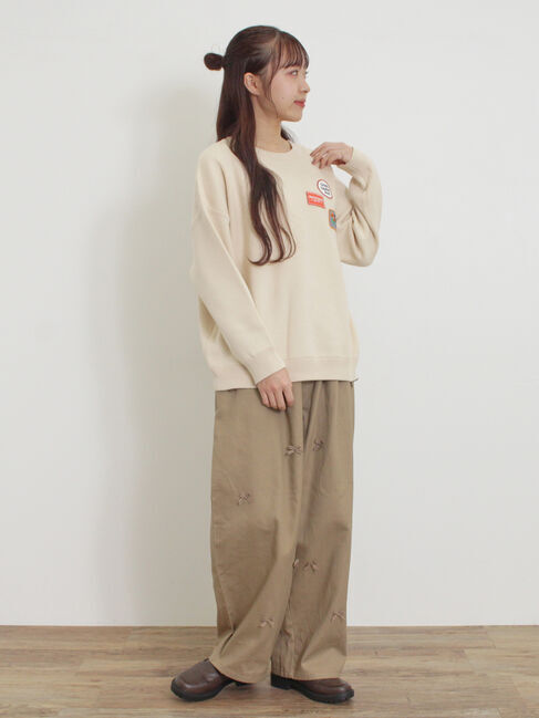 Samansa Mos2「ワッペン付スウェットライクニット」|ニット・セーター|