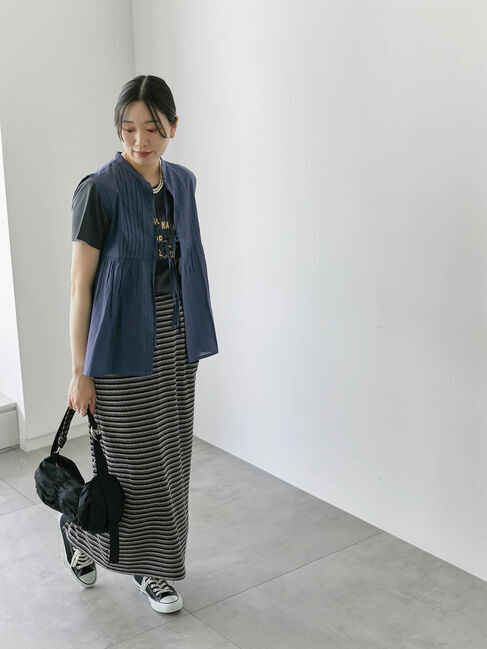 Samansa Mos2 blue「【Made in India】リボンベスト」|シャツ・ブラウス|