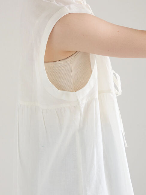 Samansa Mos2 blue「【Made in India】リボンベスト」|シャツ・ブラウス|