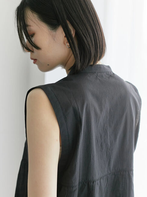 Samansa Mos2 blue「【Made in India】リボンベスト」|シャツ・ブラウス|