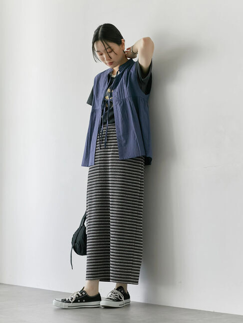 Samansa Mos2 blue「【Made in India】リボンベスト」|シャツ・ブラウス|