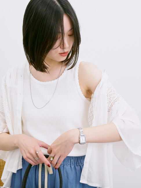 Samansa Mos2 blue「◎アソートリブタンク」|Tシャツ・カットソー|オフホワイト