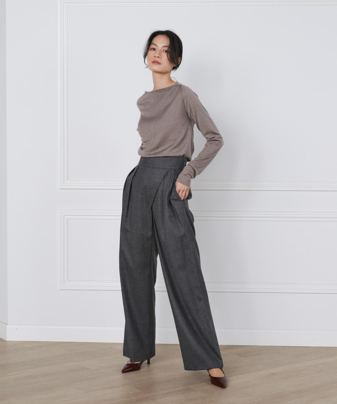 INED「ウールサキソニーラップパンツ《la veille by SUPERIOR CLOSET》」|スラックス|