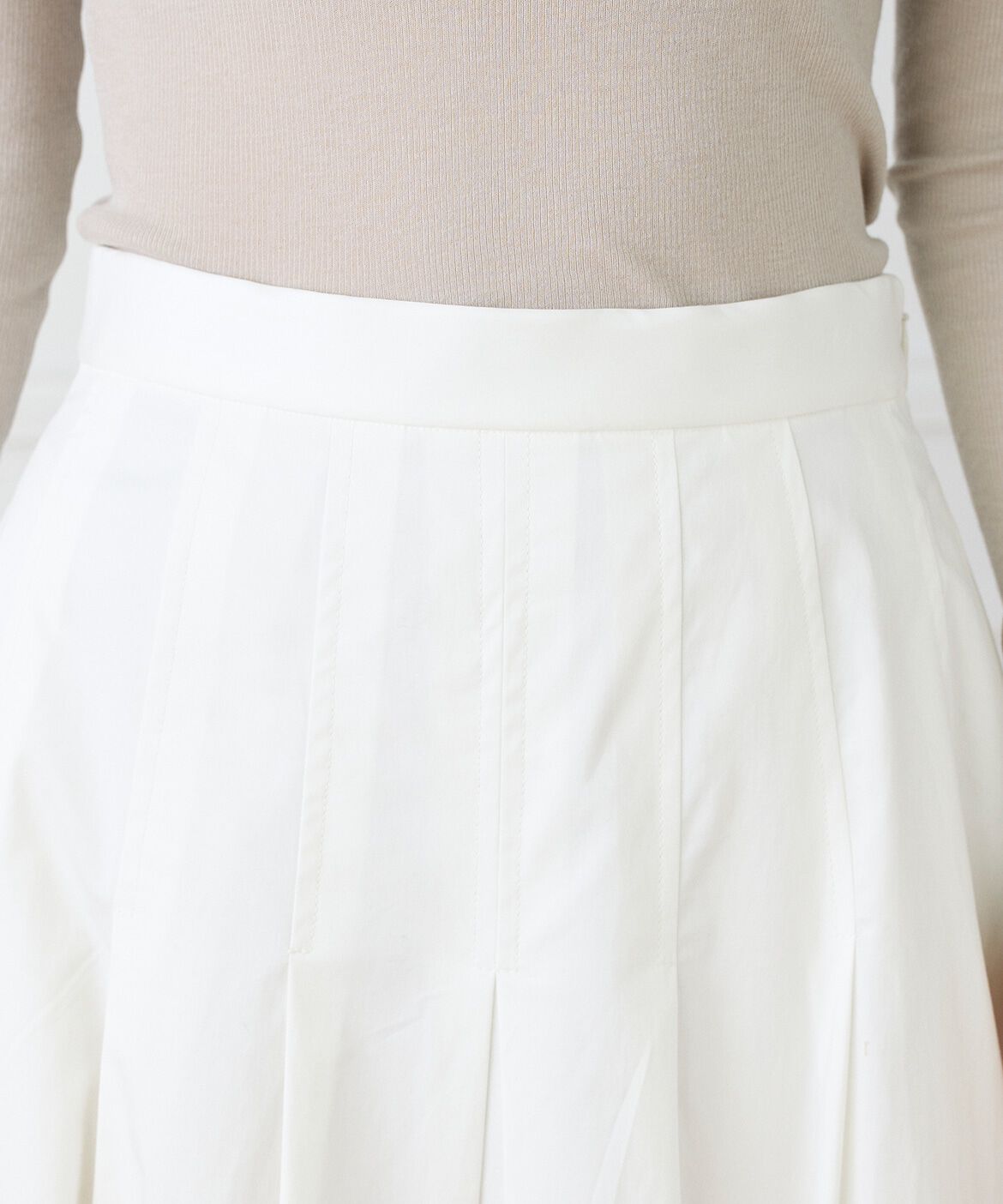INED「《大きいサイズ》タックプリーツスカート」|フレア|