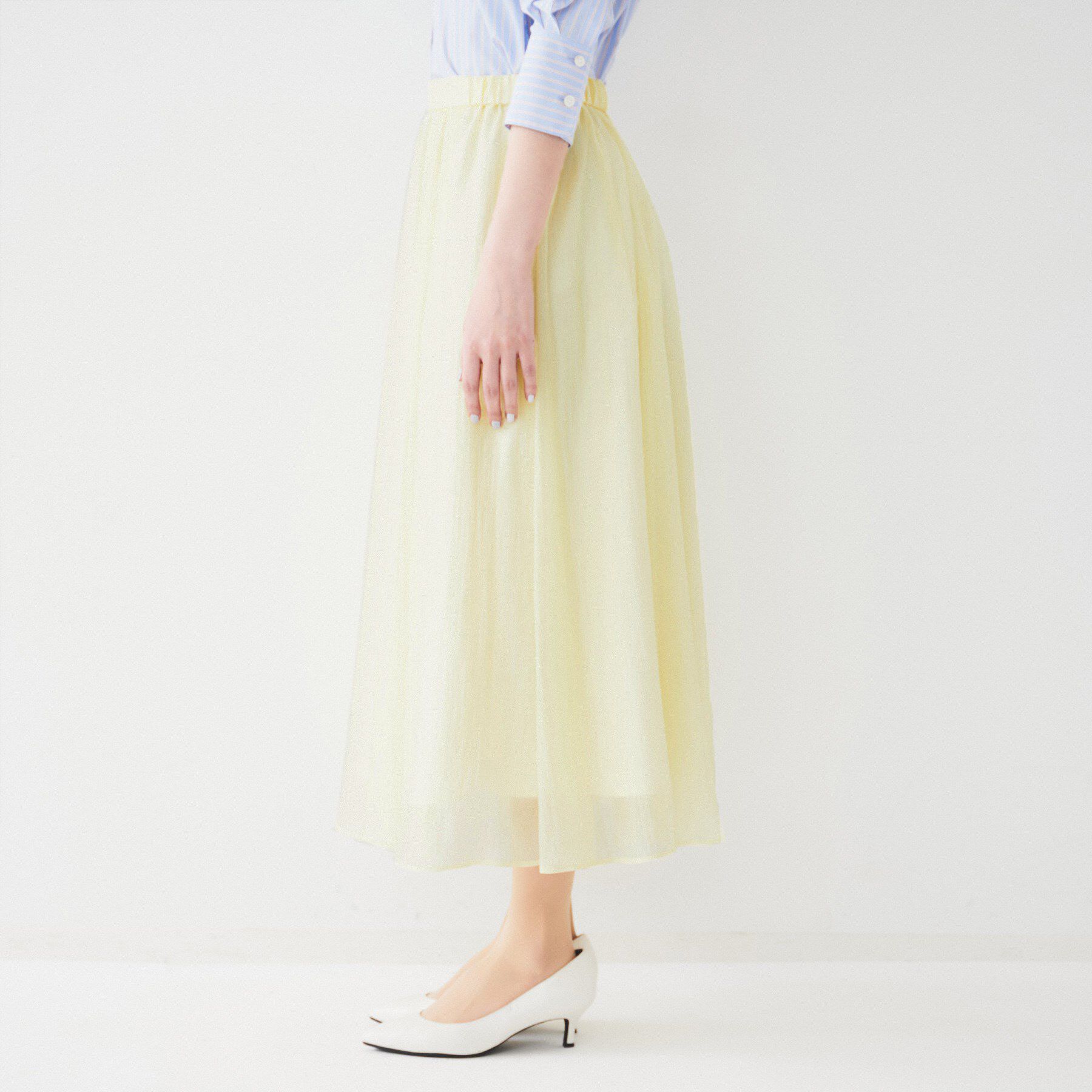 UNTITLED「【後ろウエストゴム/洗える】シアーローンロングスカート」|スカート|