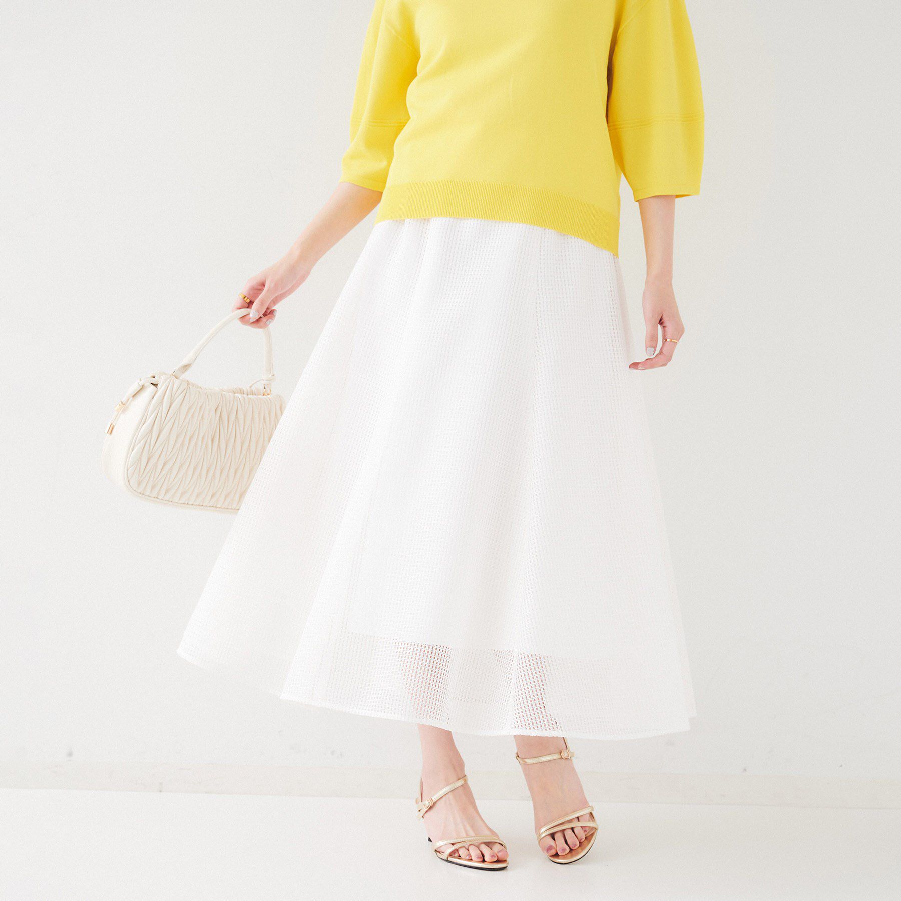 UNTITLED「【手洗い可/トレンド】メッシュフレアスカート」|スカート|