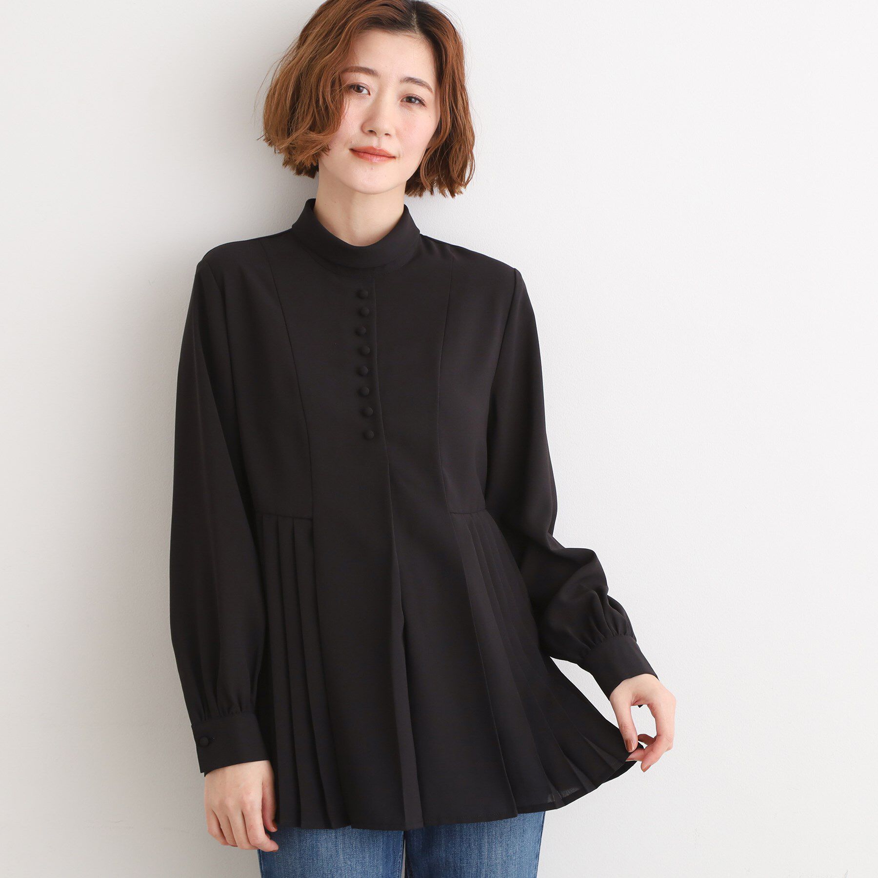 grove「【マシンウォッシュ/防シワ/UVカット】裾プリーツ取り外しボウタイブラウス」|シャツ・ブラウス|