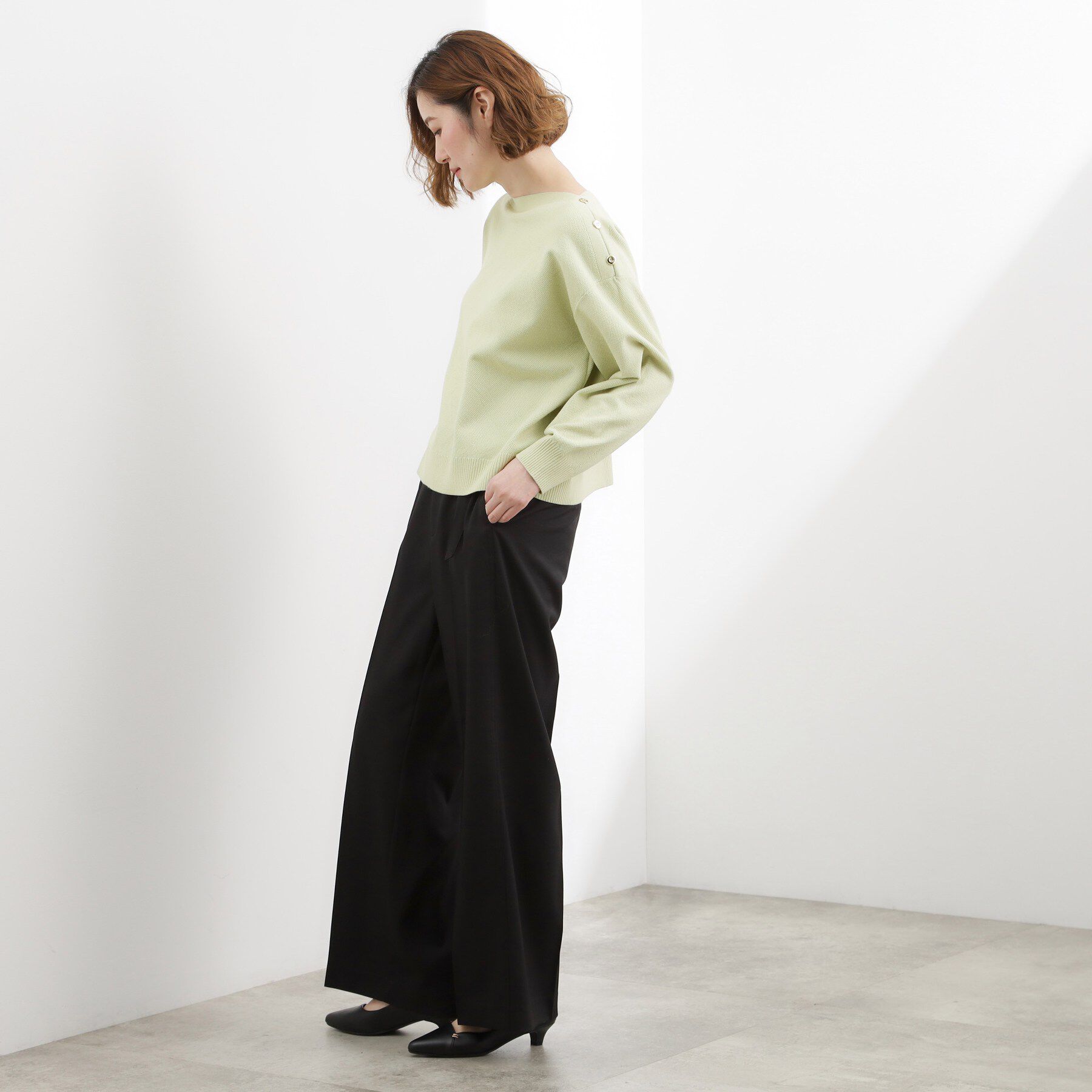 grove「【おうちで洗える】顔周りすっきり、ボートネックニット」|ニット・セーター|