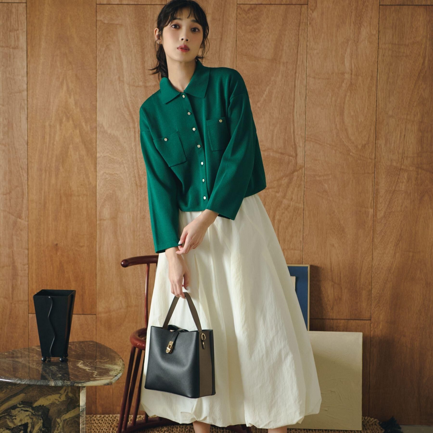 grove「コットンブレンド襟付きカーディガン」|カーディガン|