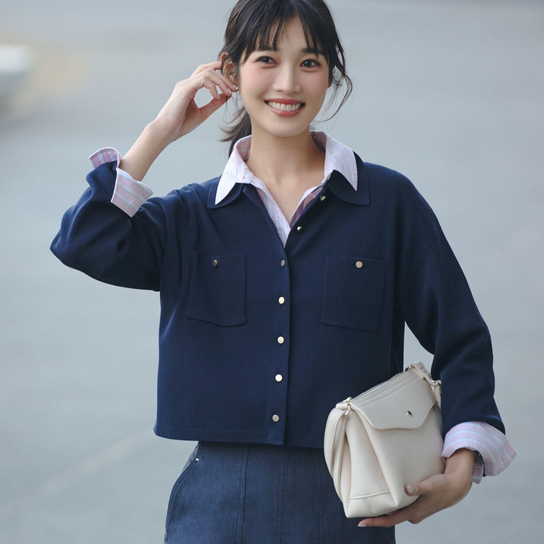 grove「コットンブレンド襟付きカーディガン」|カーディガン|