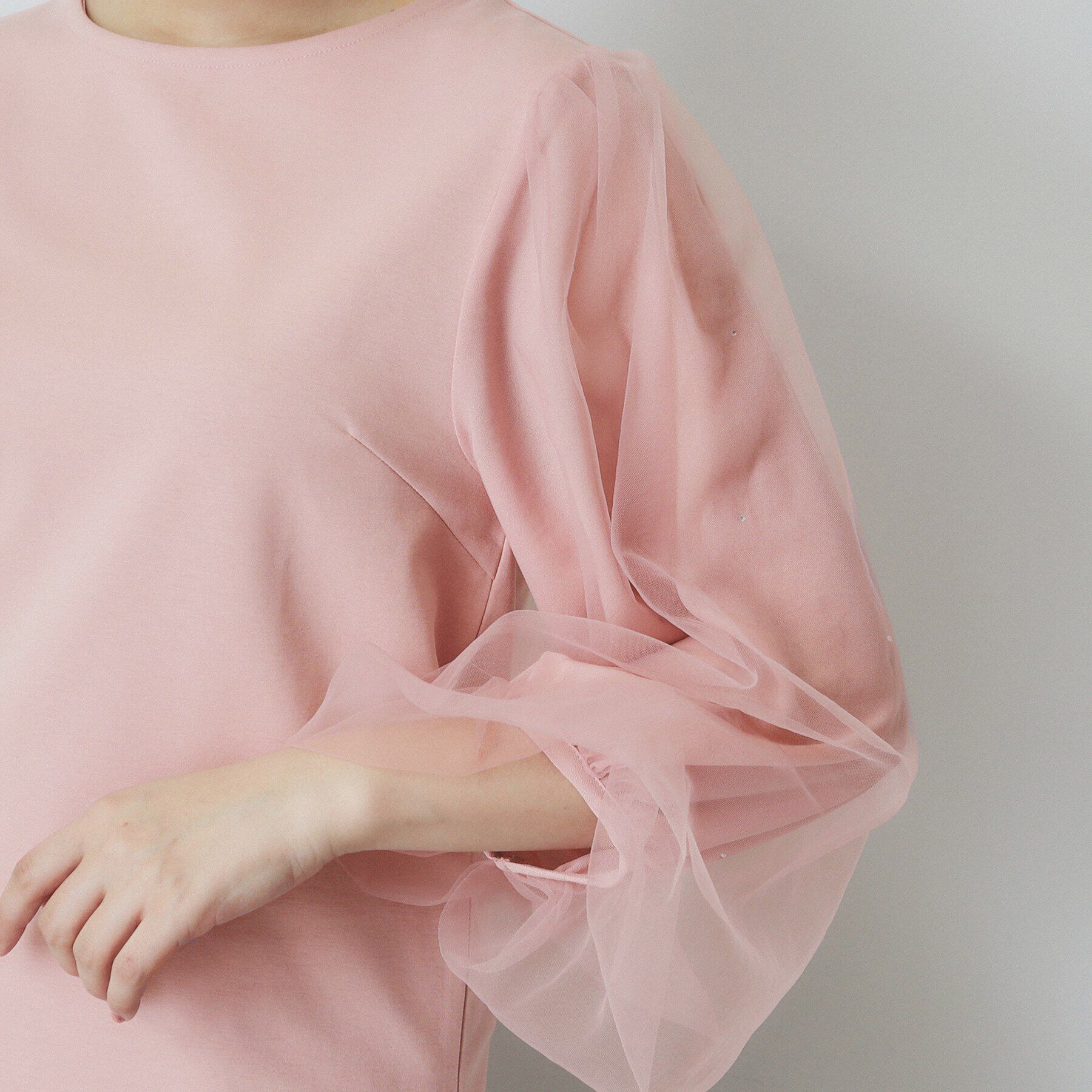 index「ビジュー付きチュールバルーンスリーブトップス【洗濯機洗い可】」|Tシャツ・カットソー|