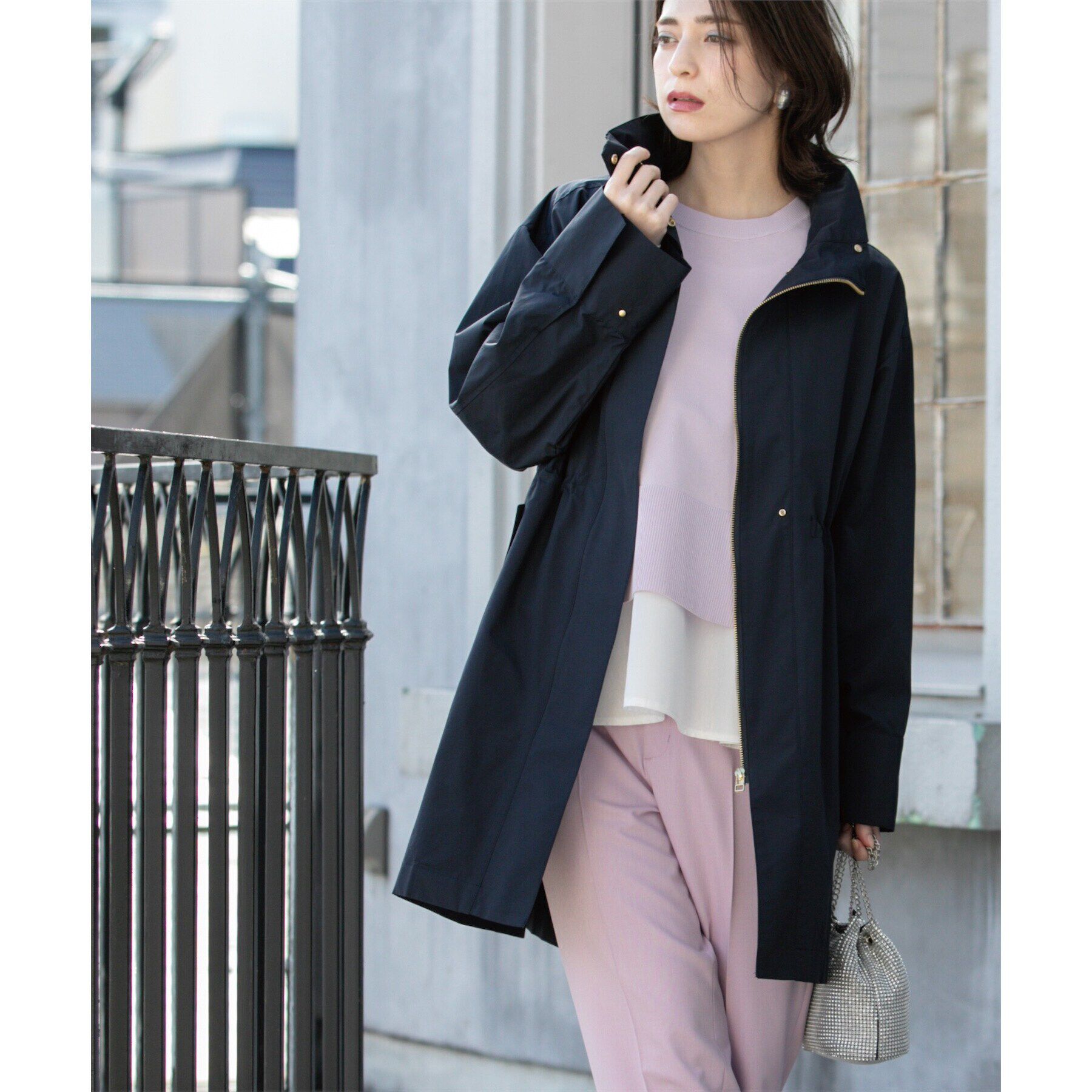 OPAQUE.CLIP「《CLASSY掲載》ミドルスタンドコート【洗濯機洗い可】」|その他|ネイビー(094)