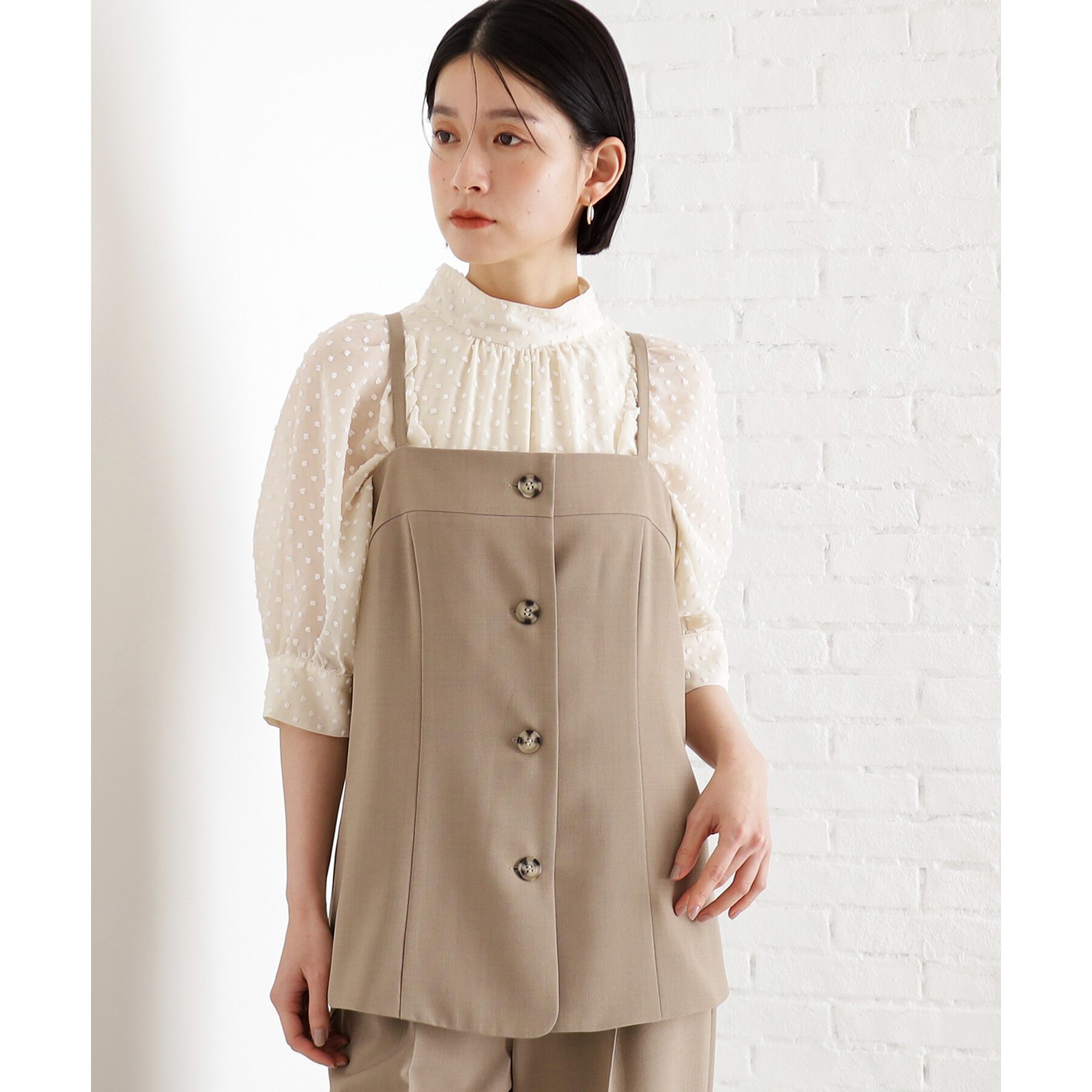 THE SHOP TK「麻調キャミビスチェ【洗濯機OK】」|キャミソール|