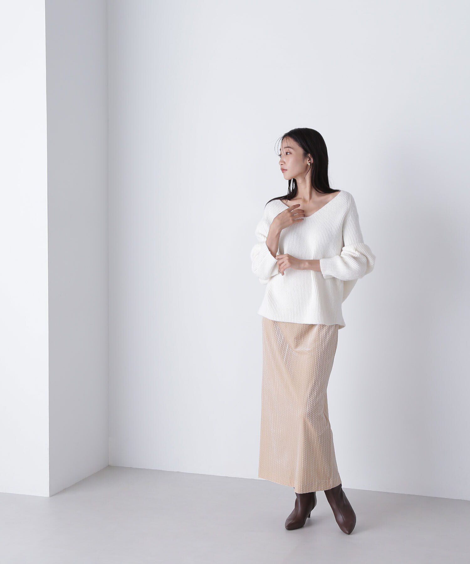  「ベロアジャガードナロースカート」|スカート|