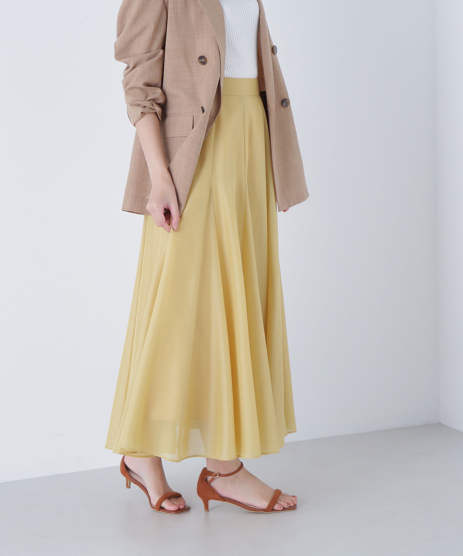  「シャイニーシアーボイルスカート」|スカート|イエロー