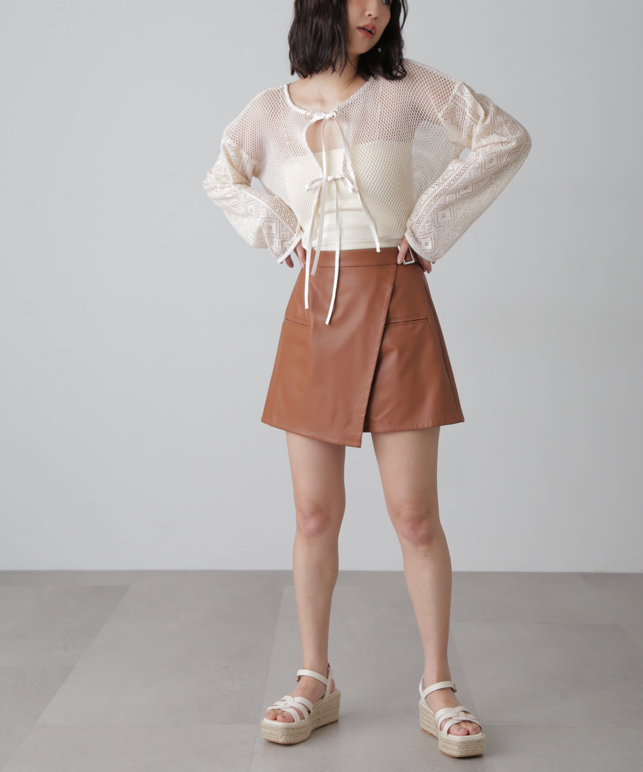  「フェイクレザーミニスカパン」|スカート|