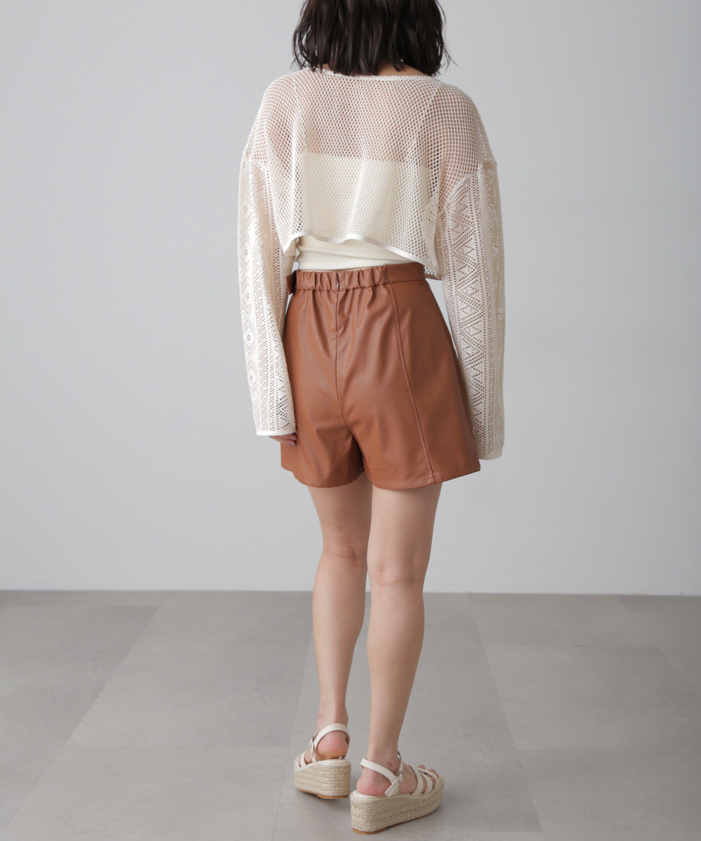  「フェイクレザーミニスカパン」|スカート|