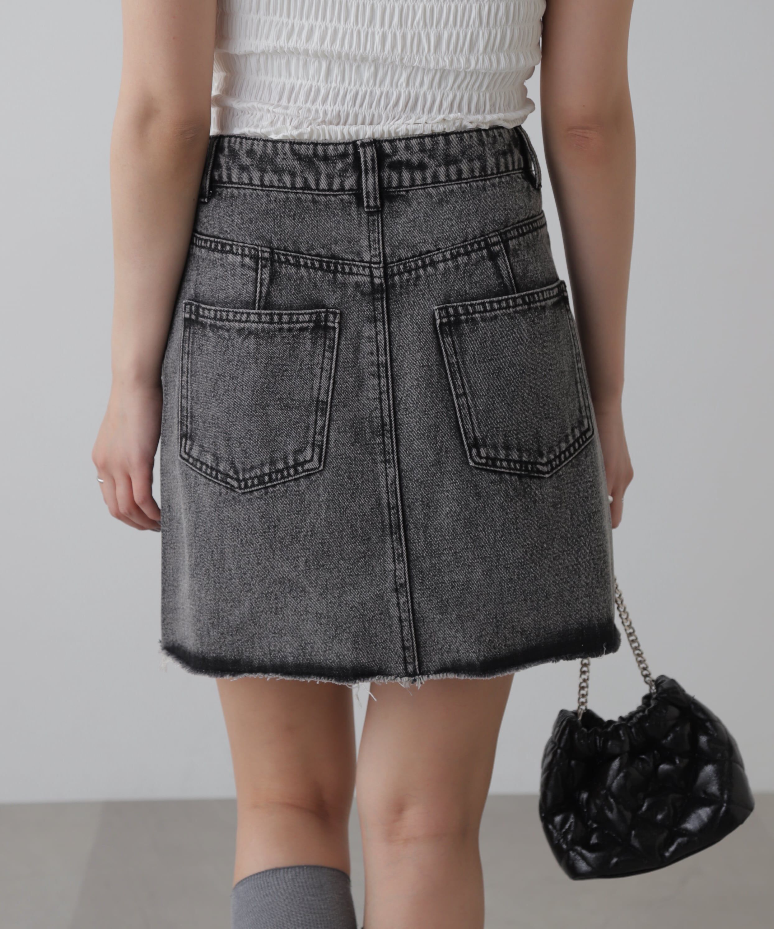  「［レイヤード可］デニムラップミニスカート」|スカート|