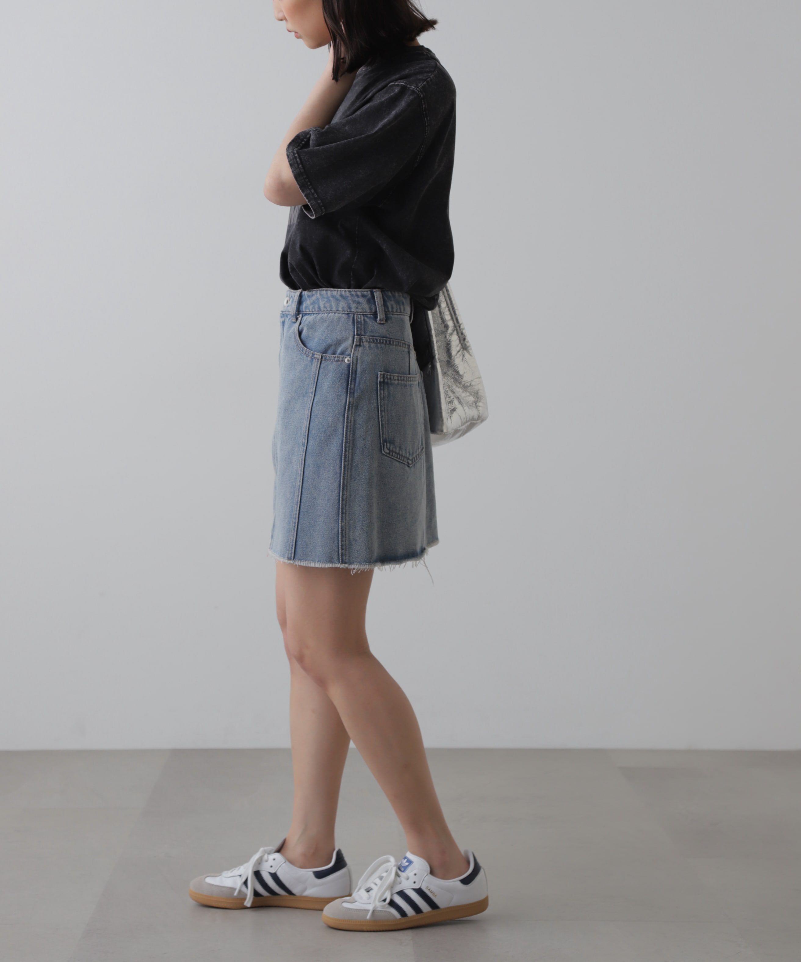  「［レイヤード可］デニムラップミニスカート」|スカート|