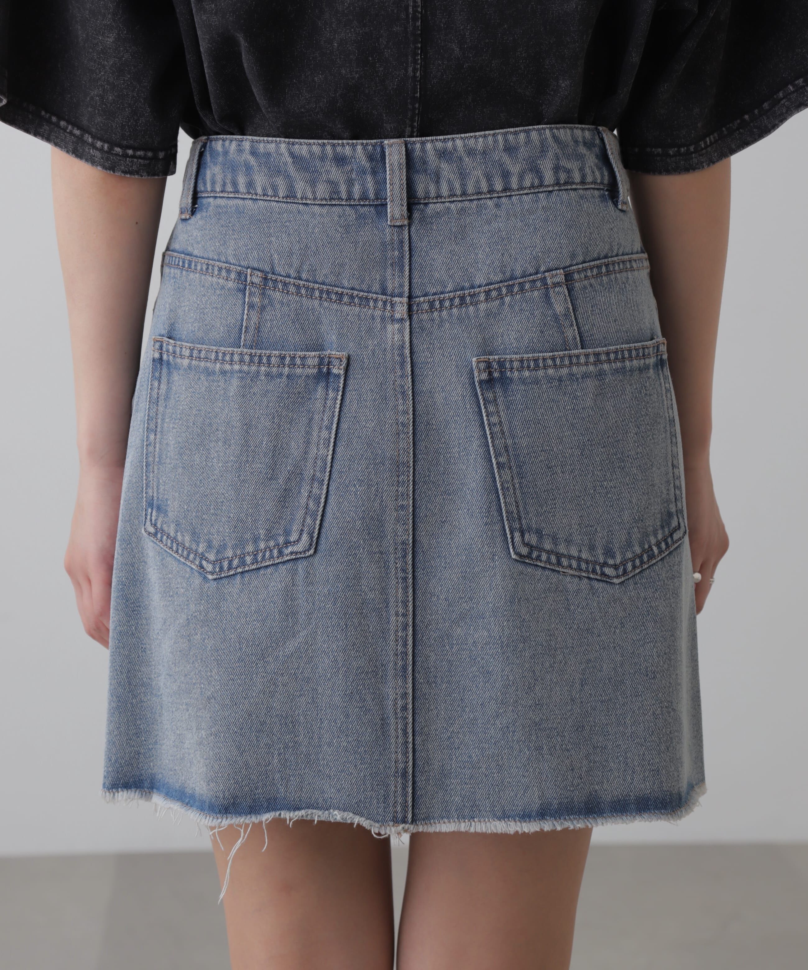  「［レイヤード可］デニムラップミニスカート」|スカート|