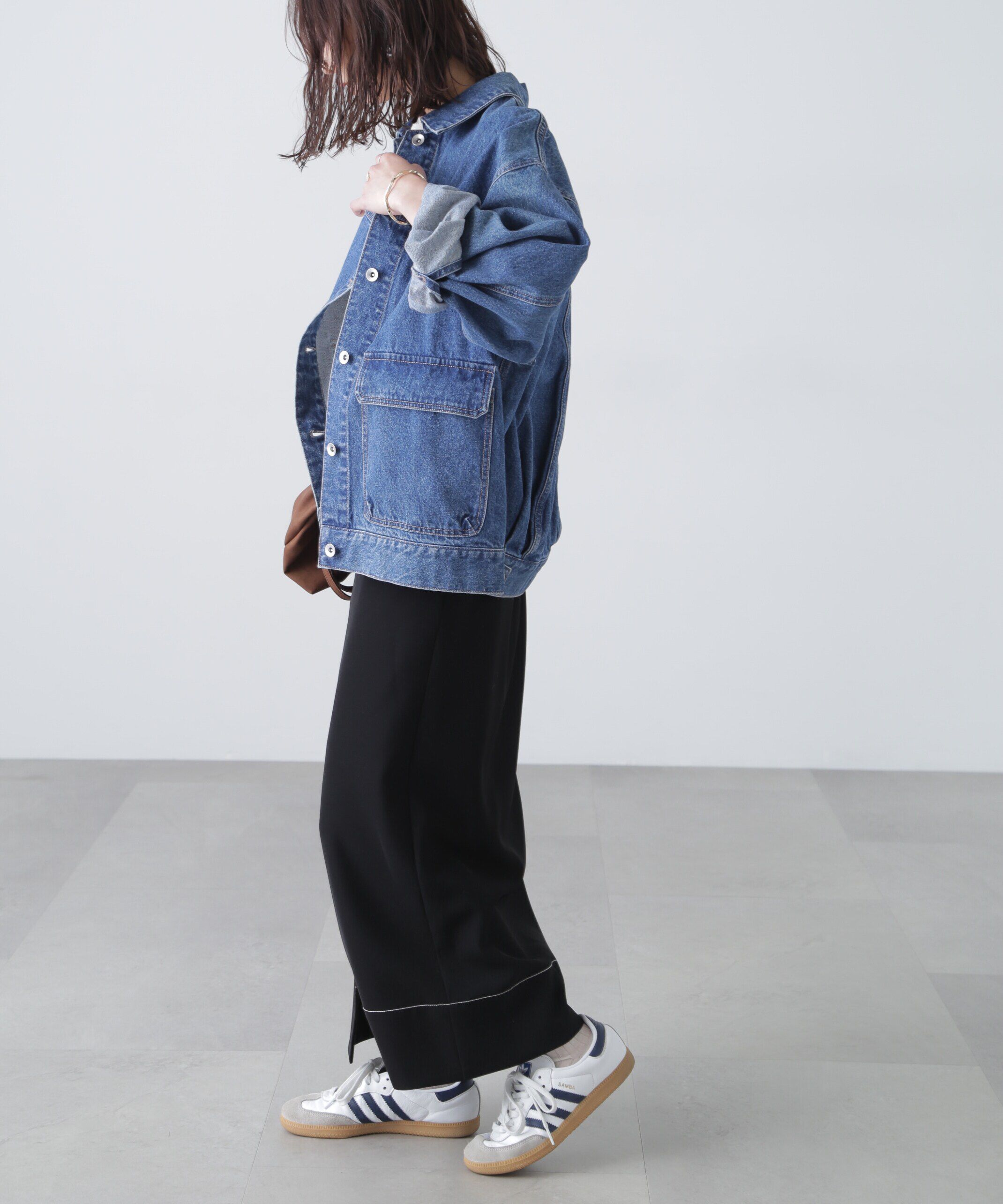  「配色ステッチハイウエストナロースカート」|スカート|