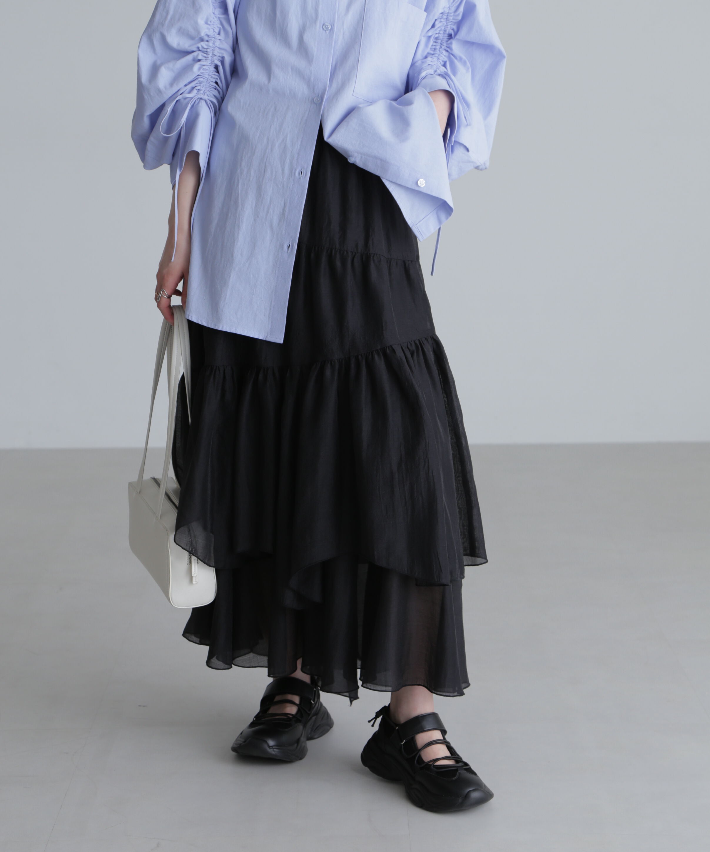  「シアーランダムフリルスカート」|スカート|ブラック