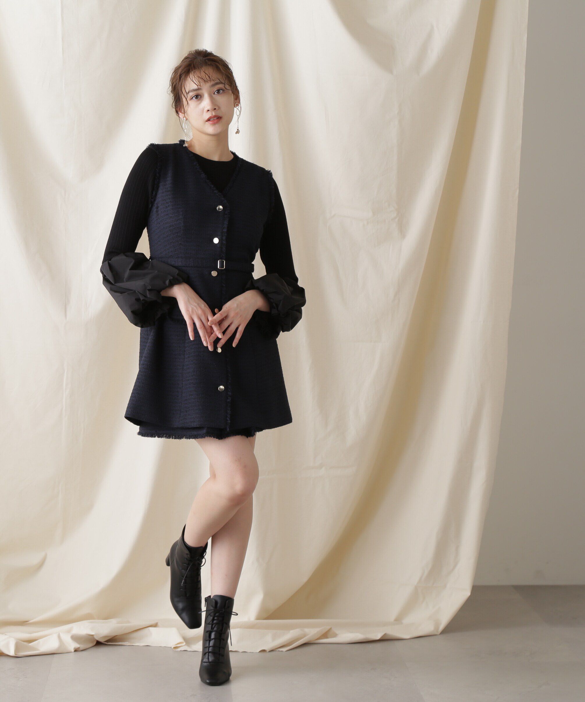  「イソザイコンビベルスリーブニットトップス」|ニット・セーター|