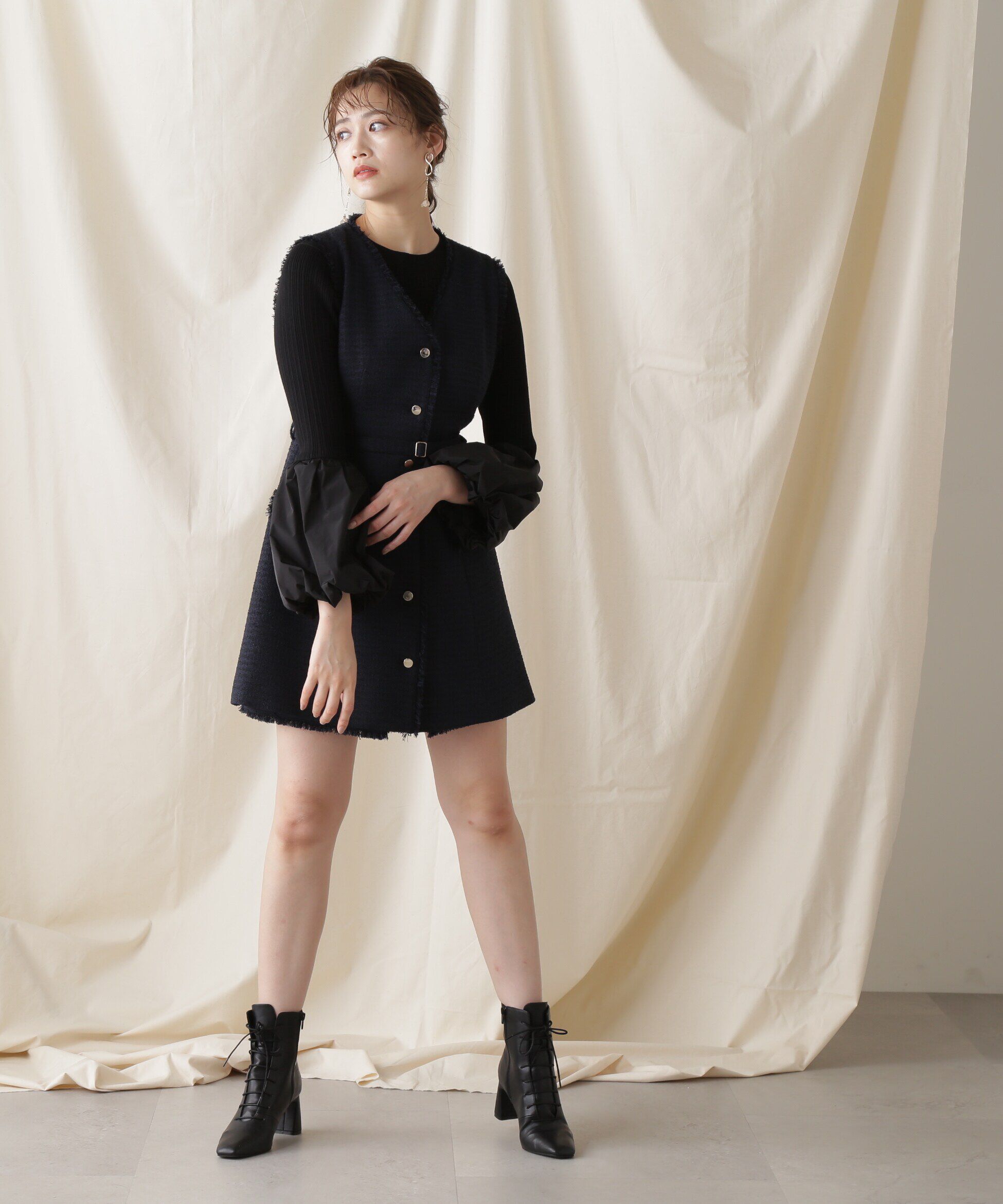  「イソザイコンビベルスリーブニットトップス」|ニット・セーター|