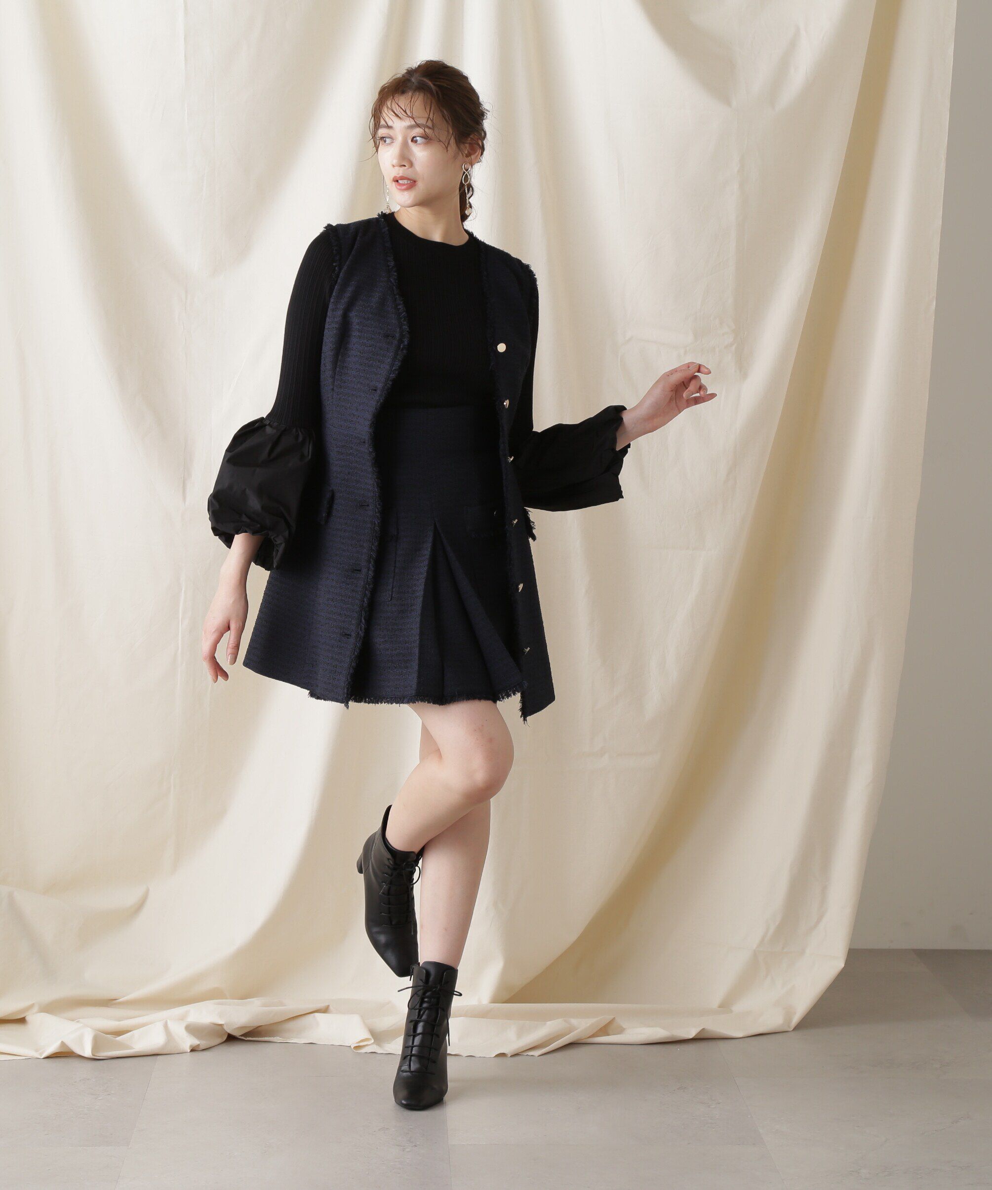  「イソザイコンビベルスリーブニットトップス」|ニット・セーター|