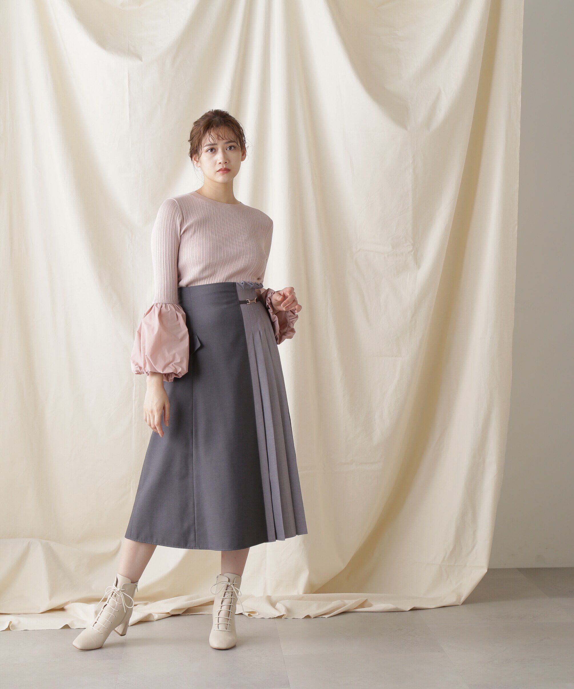  「イソザイコンビベルスリーブニットトップス」|ニット・セーター|