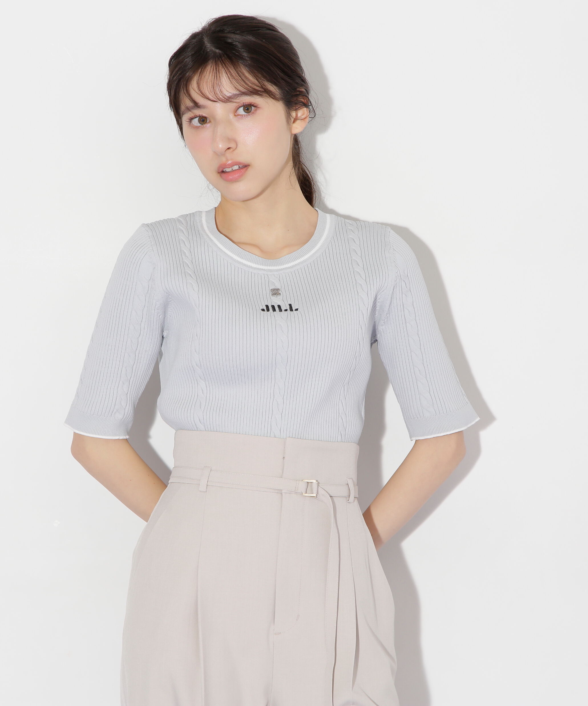  「半袖ジャガードニット」|ニット・セーター|