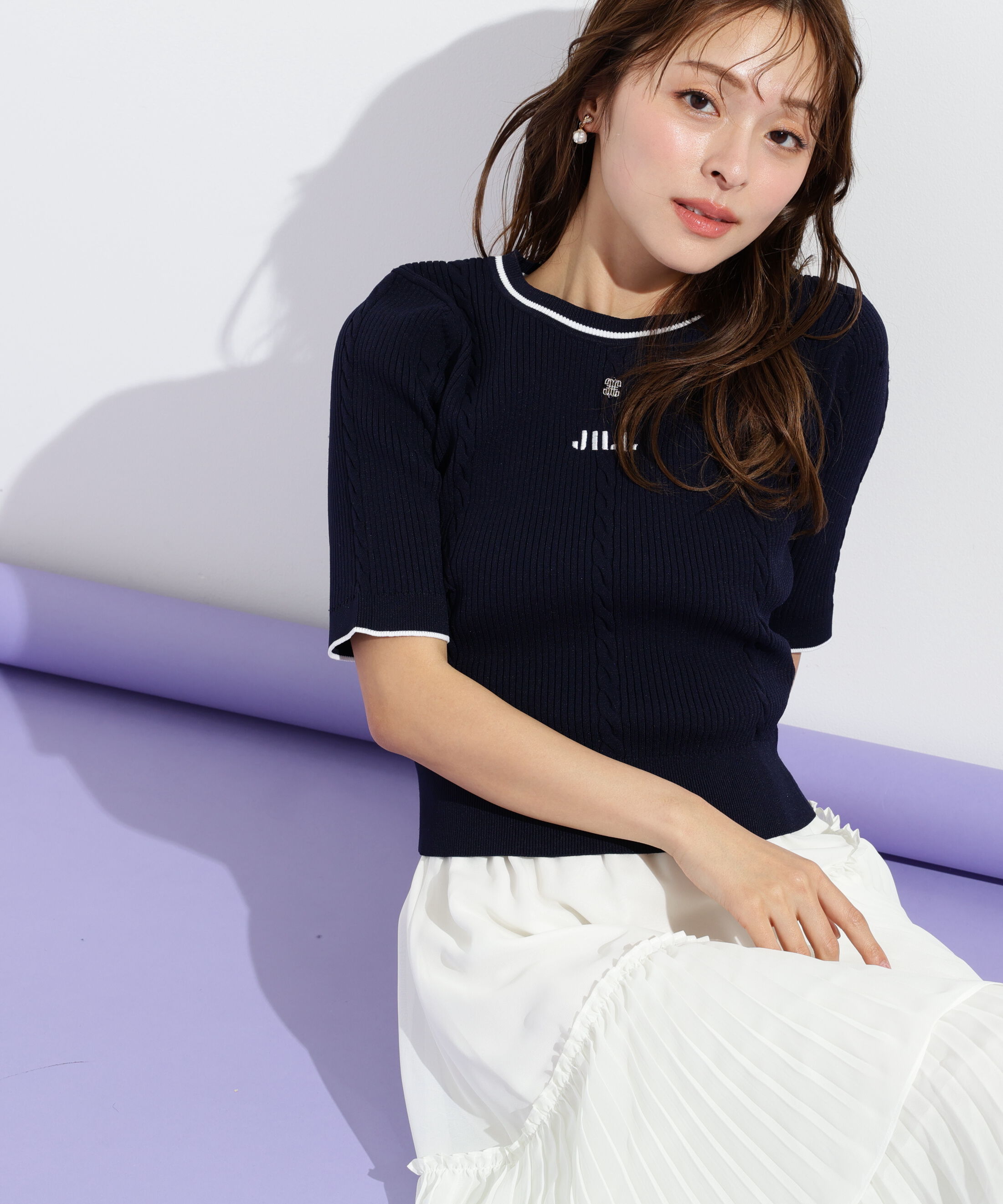  「半袖ジャガードニット」|ニット・セーター|