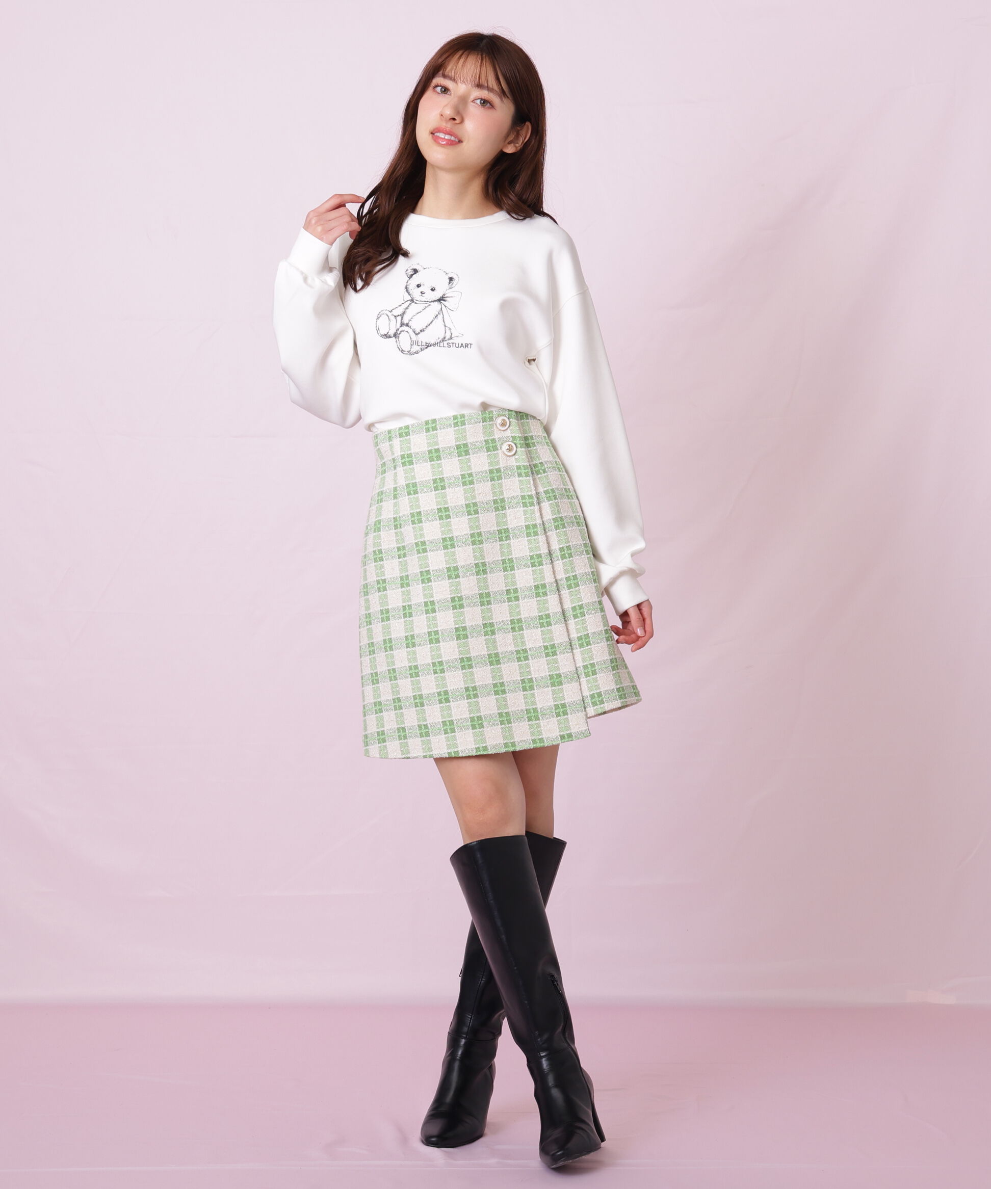  「ブロックチェックツィードミニスカート」|スカート|