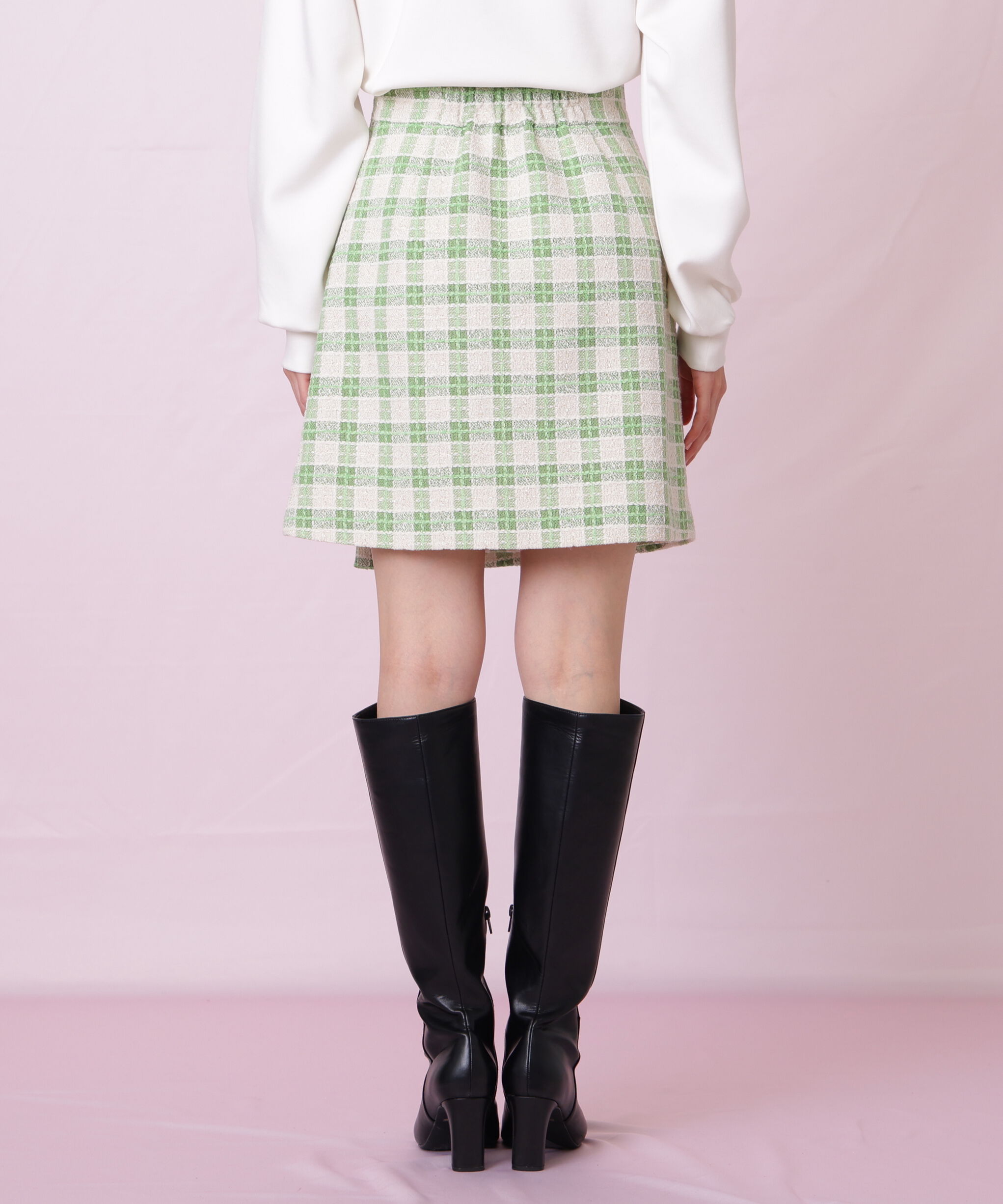  「ブロックチェックツィードミニスカート」|スカート|