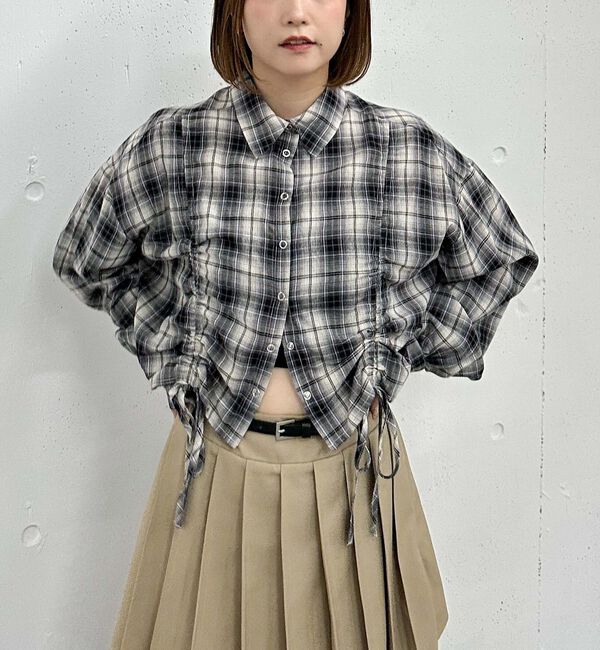 archives「チェックショートドロストシャツ」|シャツ・ブラウス|BLACK