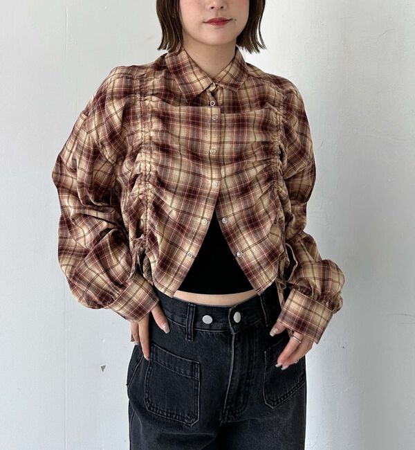 archives「チェックショートドロストシャツ」|シャツ・ブラウス|BROWN