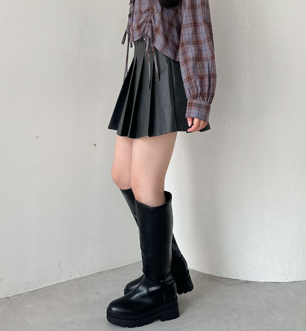 archives「【ＳＥＴＵＰ対応】フェイクレザープリーツミニスカート」|スカート|
