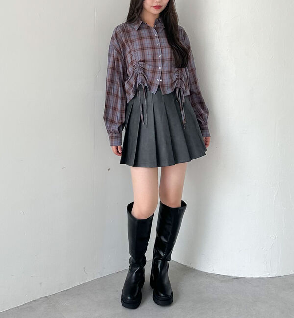 archives「【ＳＥＴＵＰ対応】フェイクレザープリーツミニスカート」|スカート|