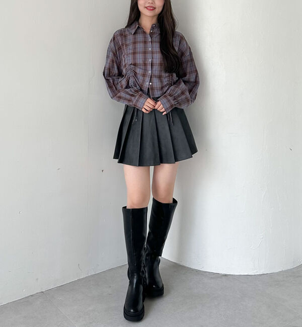 archives「【ＳＥＴＵＰ対応】フェイクレザープリーツミニスカート」|スカート|